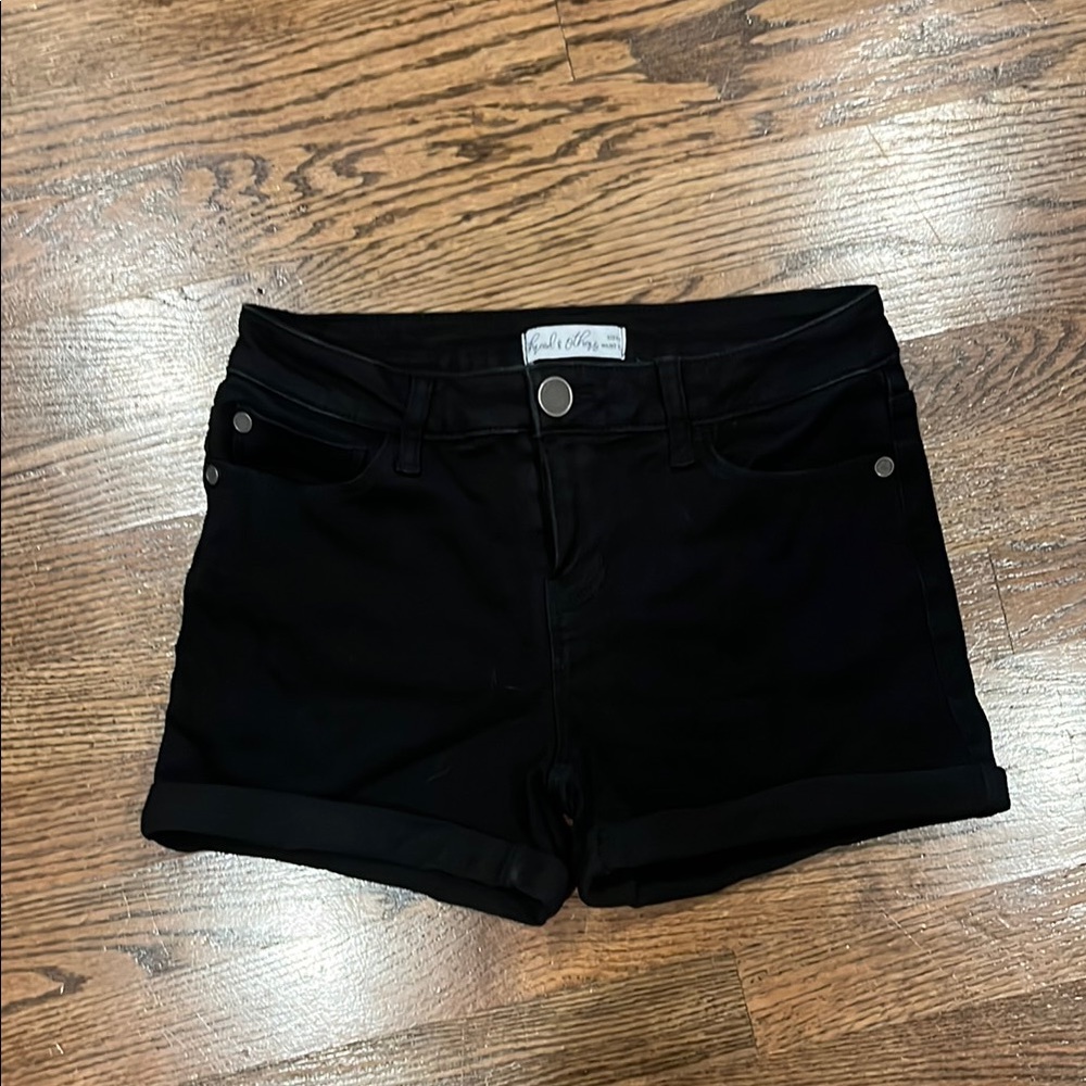 Thread And Others Black Jean Shorts With Cuffed Hem